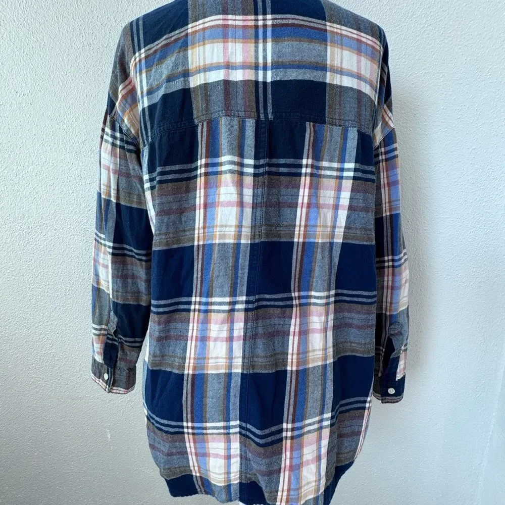 Old Navy Womens Button Down Shirt 100% Cotton Flannel Boyfriend Shirt SZ M
